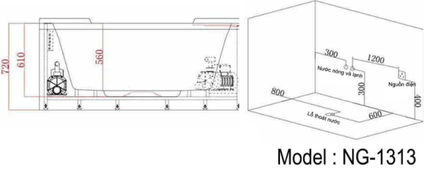 Bồn tắm massage EU-1313 (có sục khí)