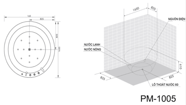 Bồn tắm massage Nofer PM-1005 (có sục khí)