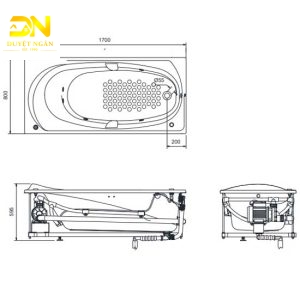 Bồn tắm Massage Toto PPYK1710ZLHPE#P/ DB501R-2B